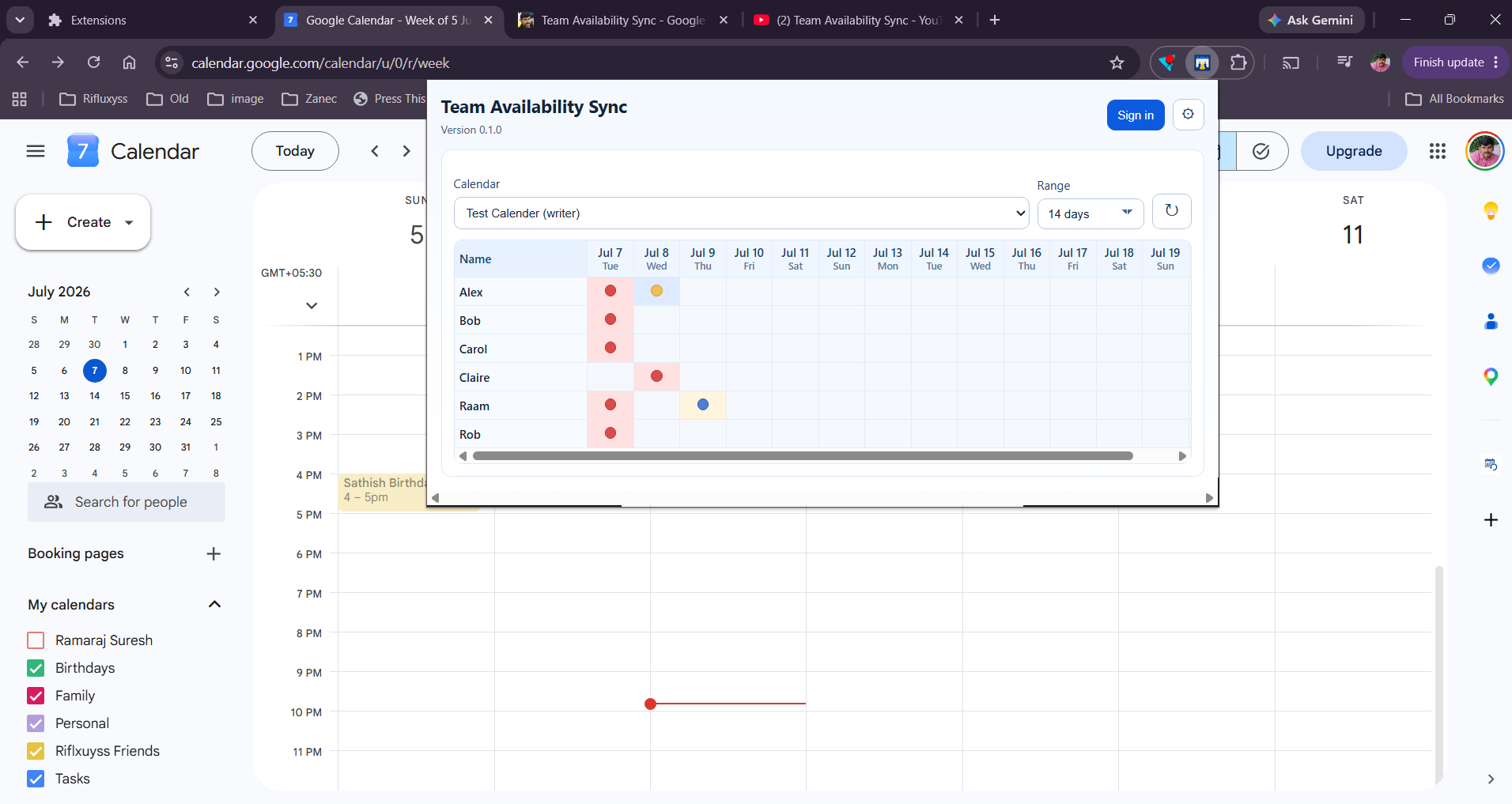 Team Availability Viewer screenshot